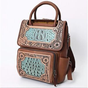 American Darling Eleanor Backpack Genuine Leather Western Floral Tooled Bag New